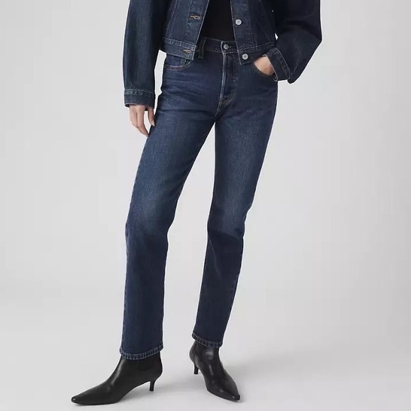 Levis Premium 501 Original Fit Womens Jeans Dark Wash Straight Leg W33 L32 12501 - Picture 7 of 7